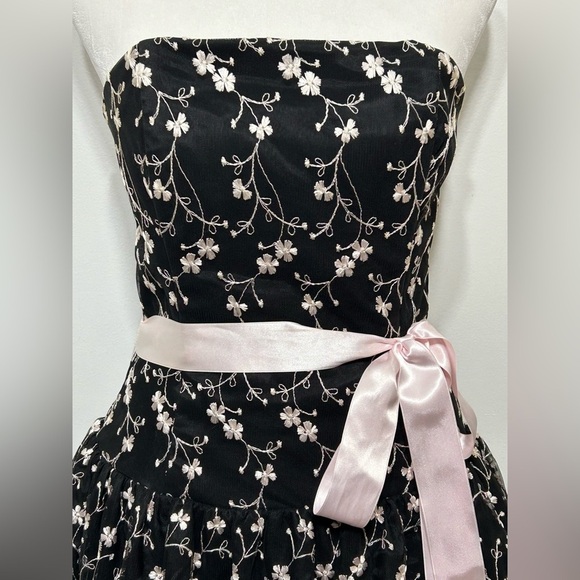 Jessica McClintock Gunne Sax Vintage Y2K Strapless Floral Homecoming Dress - Picture 2 of 10